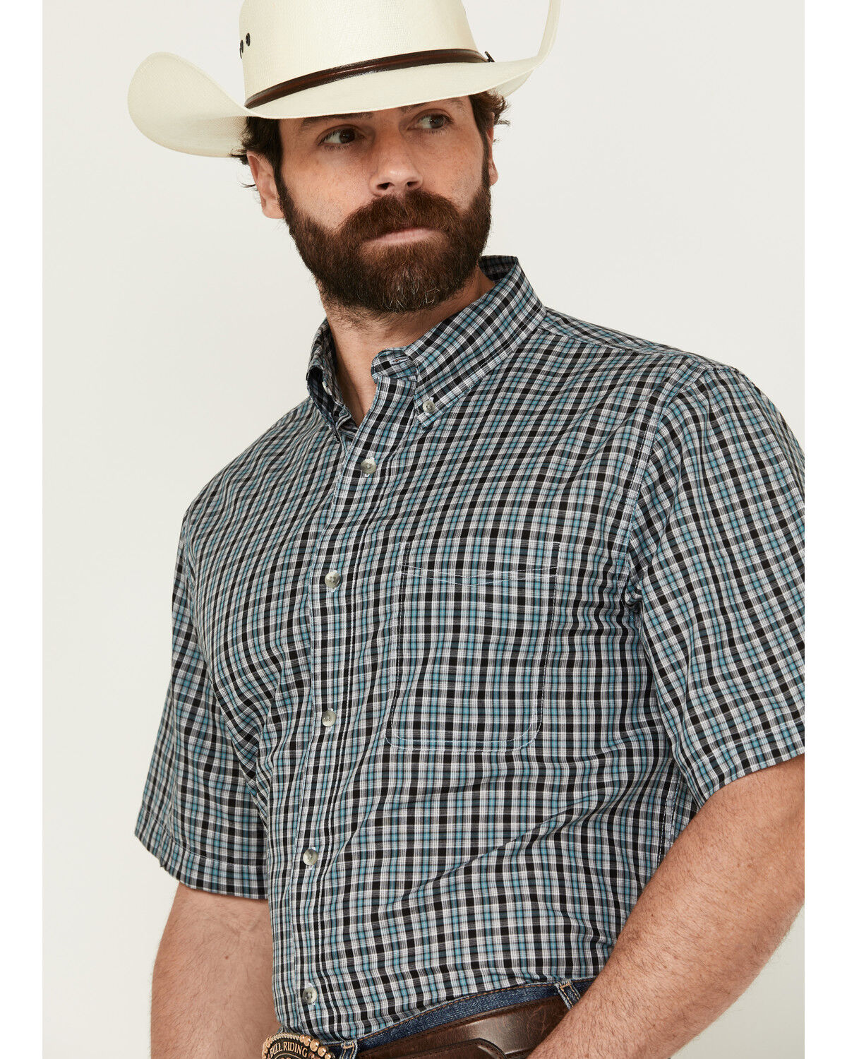 Image #2 - Wrangler Riata Men's Assorted Plaid Print Short Sleeve Button-Down Western Shirt, , hi-res