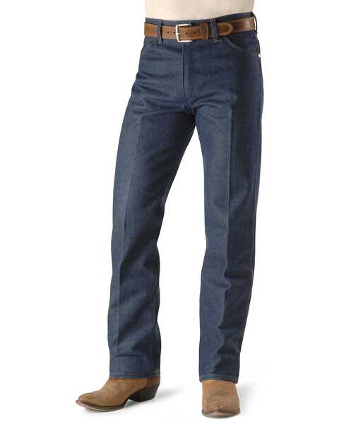 Wrangler Men's 13MWZ Dark Wash High Rise Rigid Cowboy Cut Straight Jeans, Indigo, hi-res