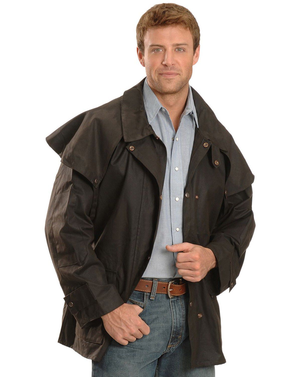 Image #6 - Outback Trading Co. Men's Short Oilskin Duster, Brown, hi-res