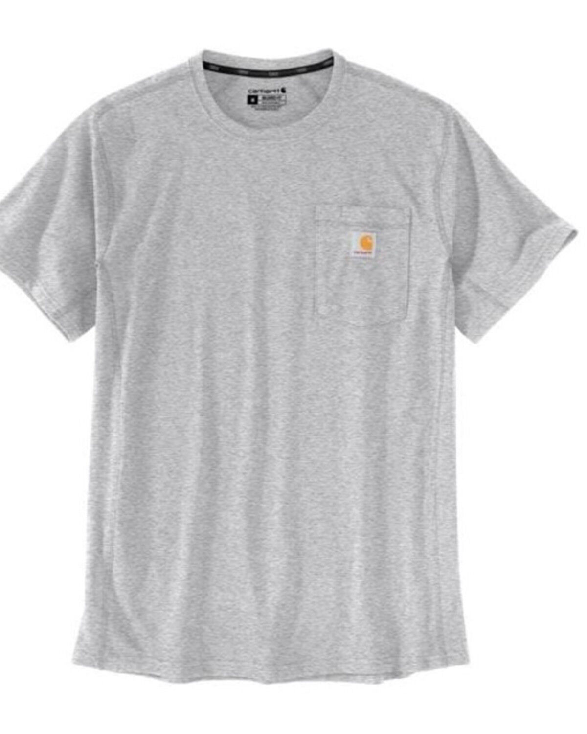 Image #1 - Carhartt Men's Force Relaxed Midweight Logo Pocket Work T-Shirt - Big, Silver, hi-res