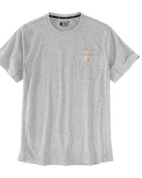 Image #1 - Carhartt Men's Force Relaxed Midweight Logo Pocket Work T-Shirt - Big, Silver, hi-res