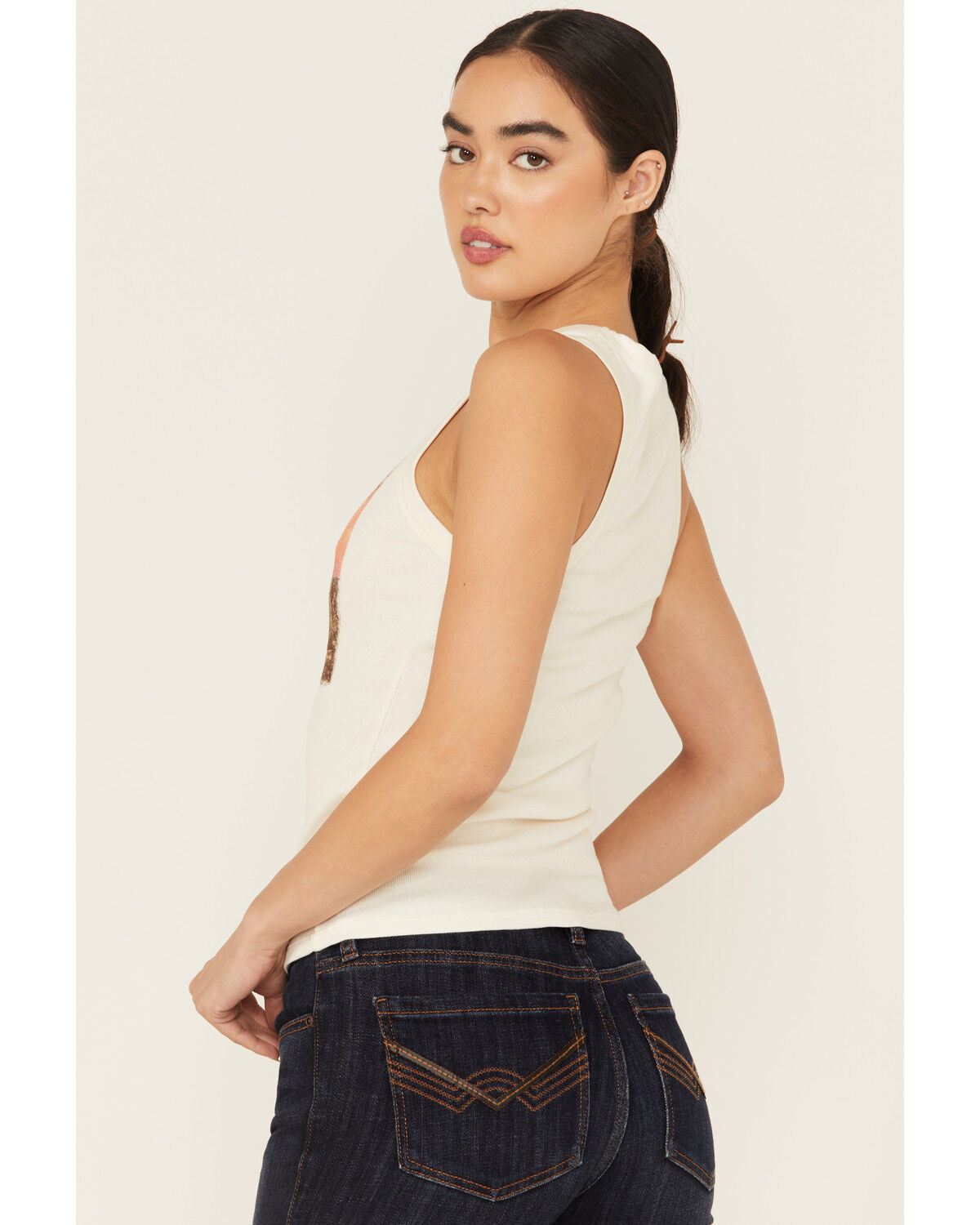 Image #4 - Idyllwind Women's Outlaw Livin Sleeveless Ribbed Tank Top, Ivory, hi-res
