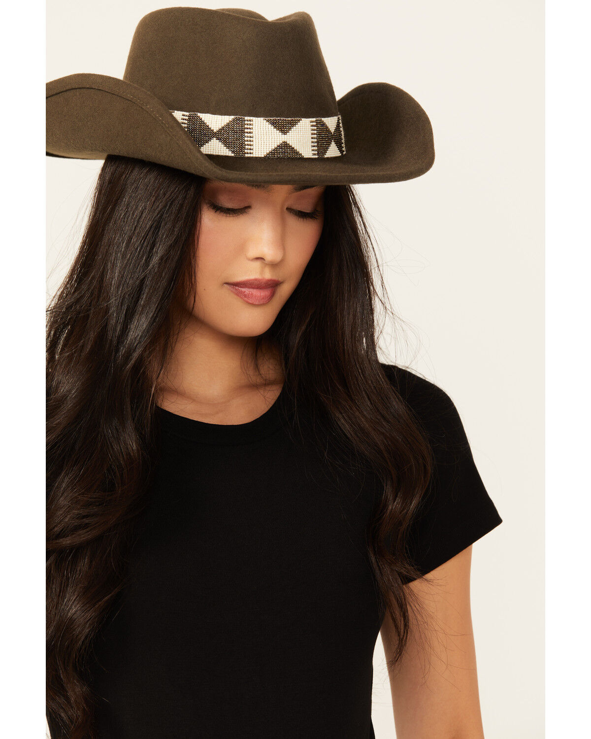 Image #1 - Nikki Beach Women's Moss Kaia Beaded Fedora, Moss Green, hi-res