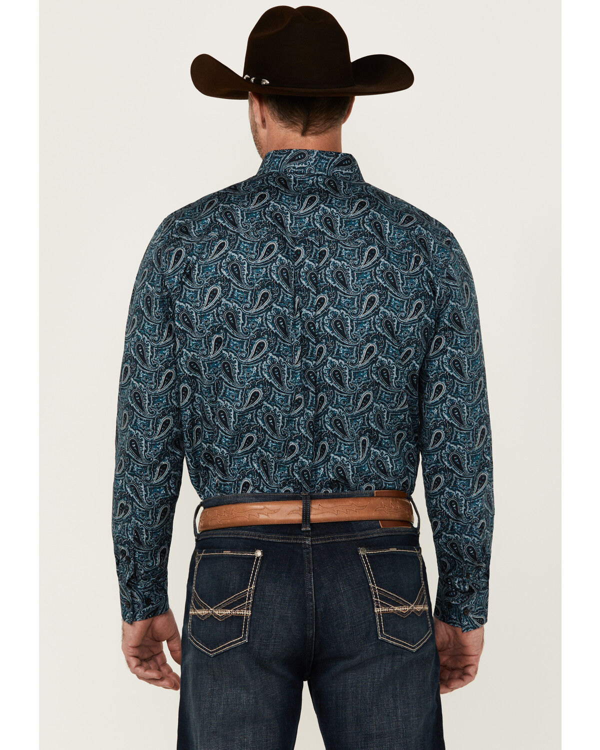 Image #4 - Cody James Men's Lasso Paisley Print Long Sleeve Button-Down Stretch Western Shirt - Tall, Blue, hi-res