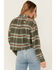 Image #4 - Cleo + Wolf Women's Corrie Plaid Print Embroidered Long Sleeve Snap Cropped Shirt, Dark Green, hi-res