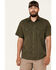 HOOey Men's Solid Olive Habitat Sol Short Sleeve Snap Western Shirt , Olive, hi-res