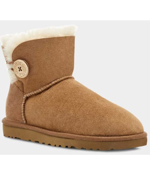 UGG Women's Mini Bailey Button II Boots - Round Toe , Chestnut, hi-res