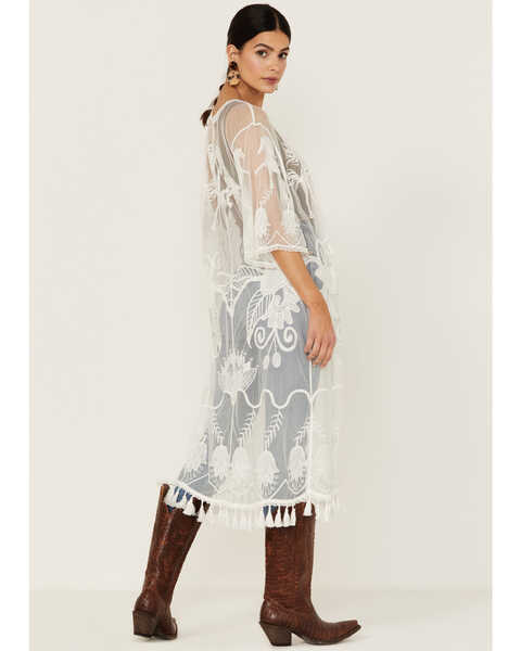 Image #4 - Shyanne Women's Lace Tassel Kimono , Ivory, hi-res