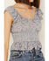 Image #2 - Rock & Roll Denim Women's Floral Flutter Sleeveless Top, Steel Blue, hi-res