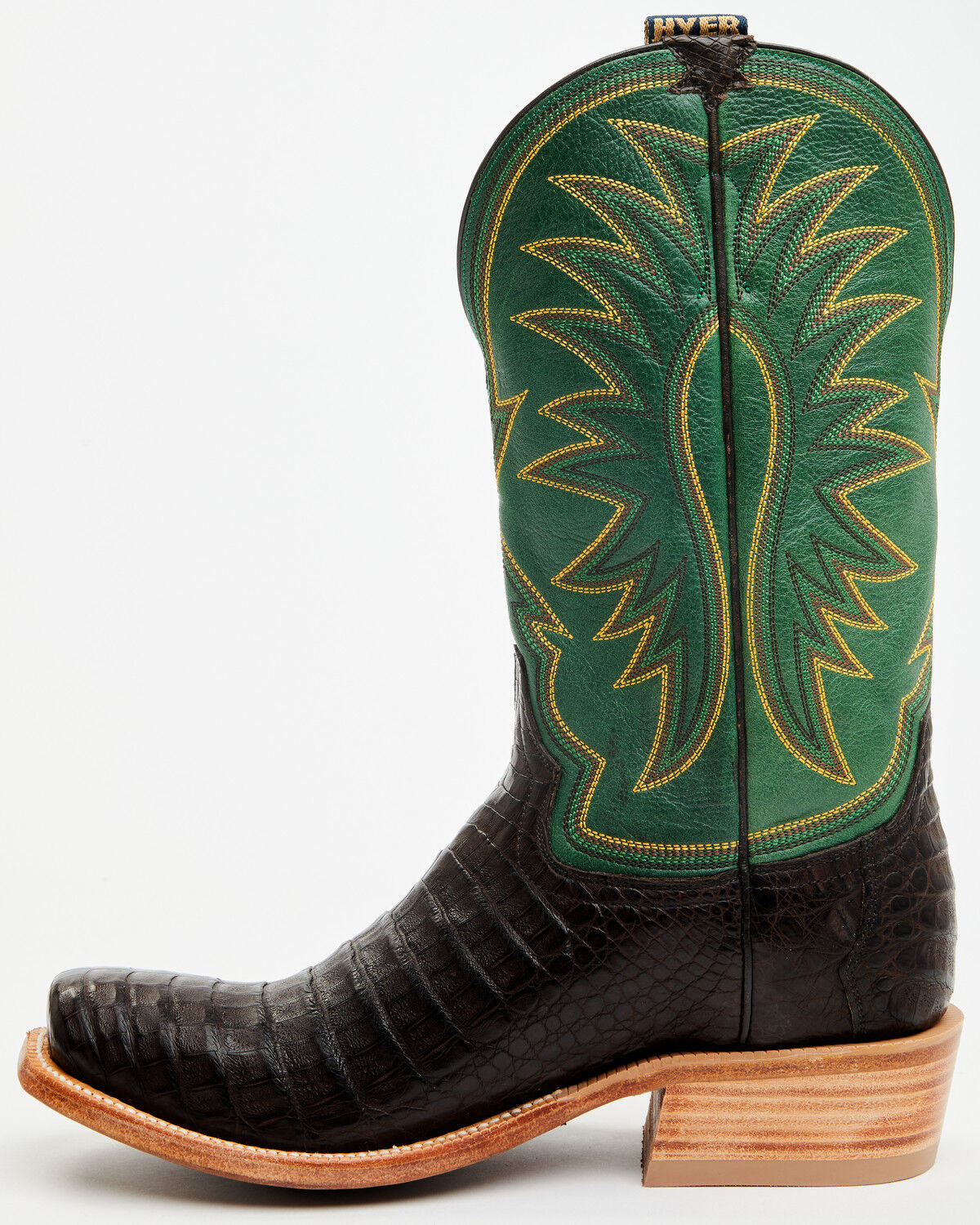Image #3 - Hyer Men's Spearville Exotic Caiman Western Boots - Square Toe, Black, hi-res