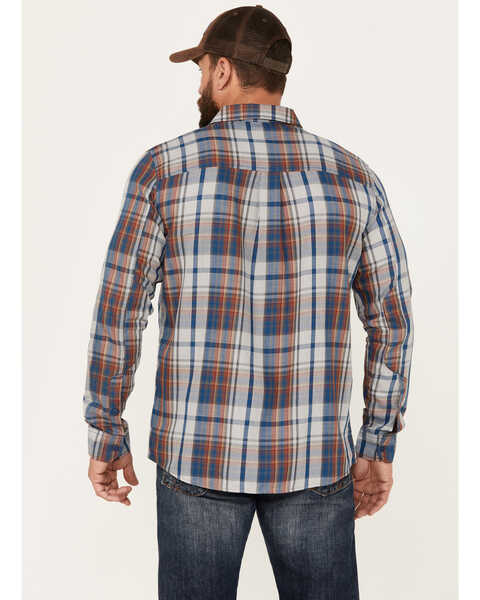 Image #4 - Brothers and Sons Men's Plaid Print Long Sleeve Button Down Performance Western Shirt, Dark Blue, hi-res