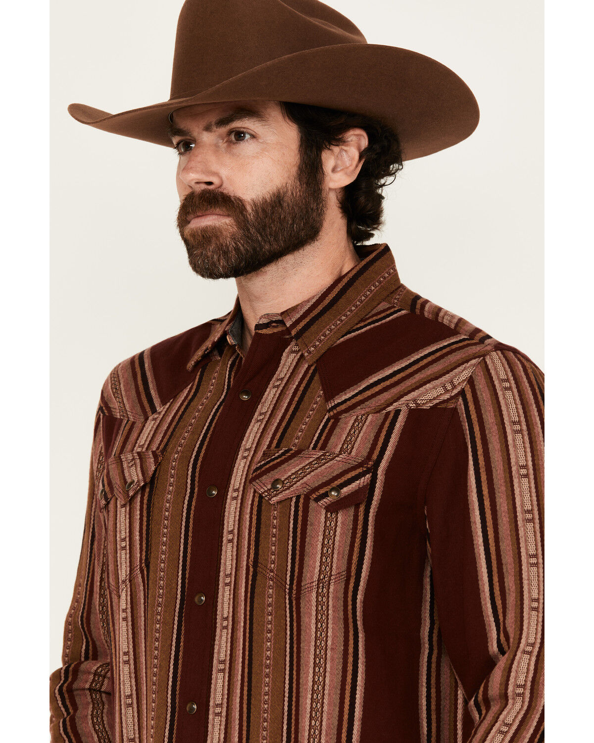 Image #2 - Moonshine Spirit Men's Whiskey Tango Striped Long Sleeve Snap Western Shirt, Burgundy, hi-res
