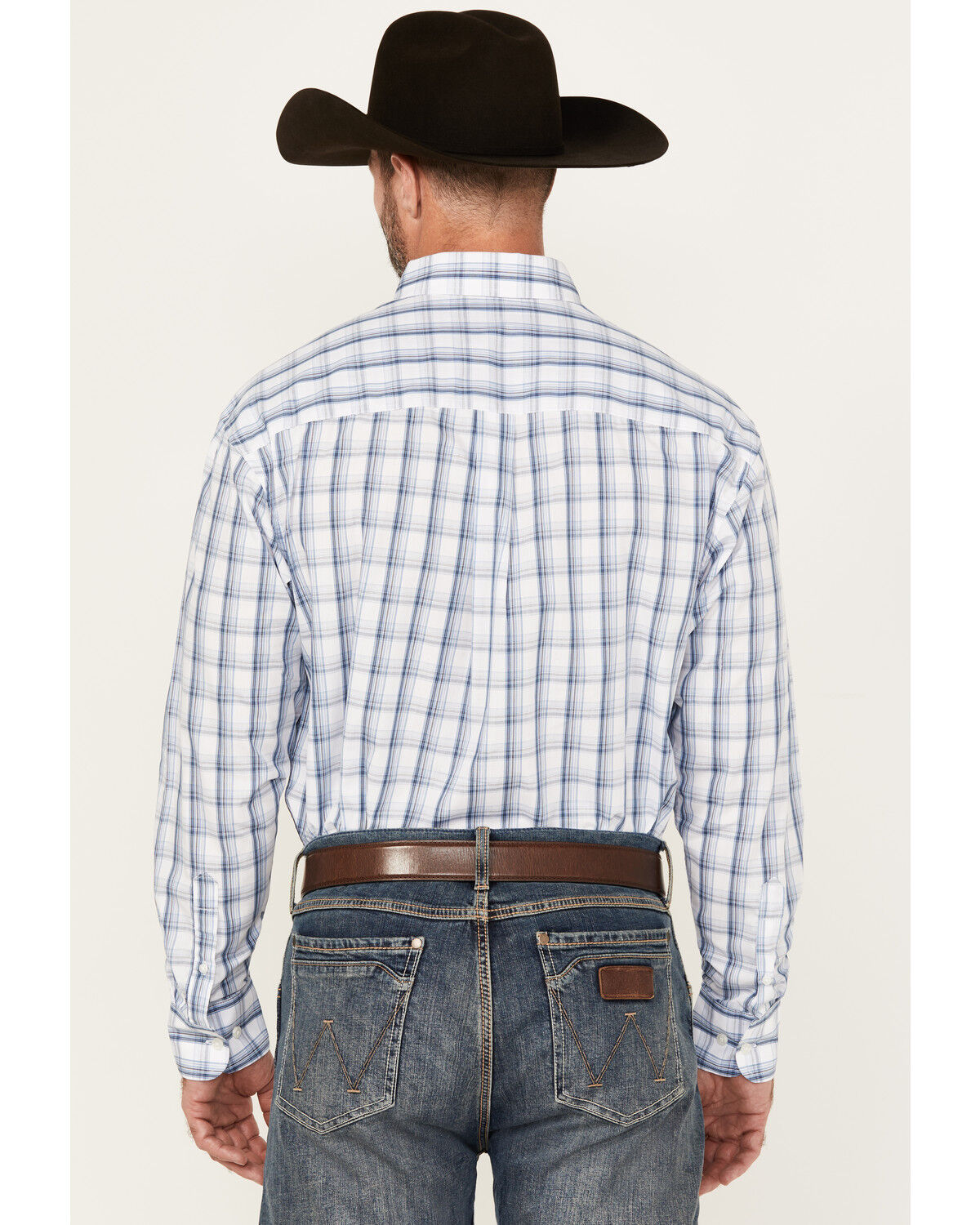 Image #4 - Wrangler Men's Classics Plaid Print Long Sleeve Button-Down Western Shirt - Big, Blue, hi-res
