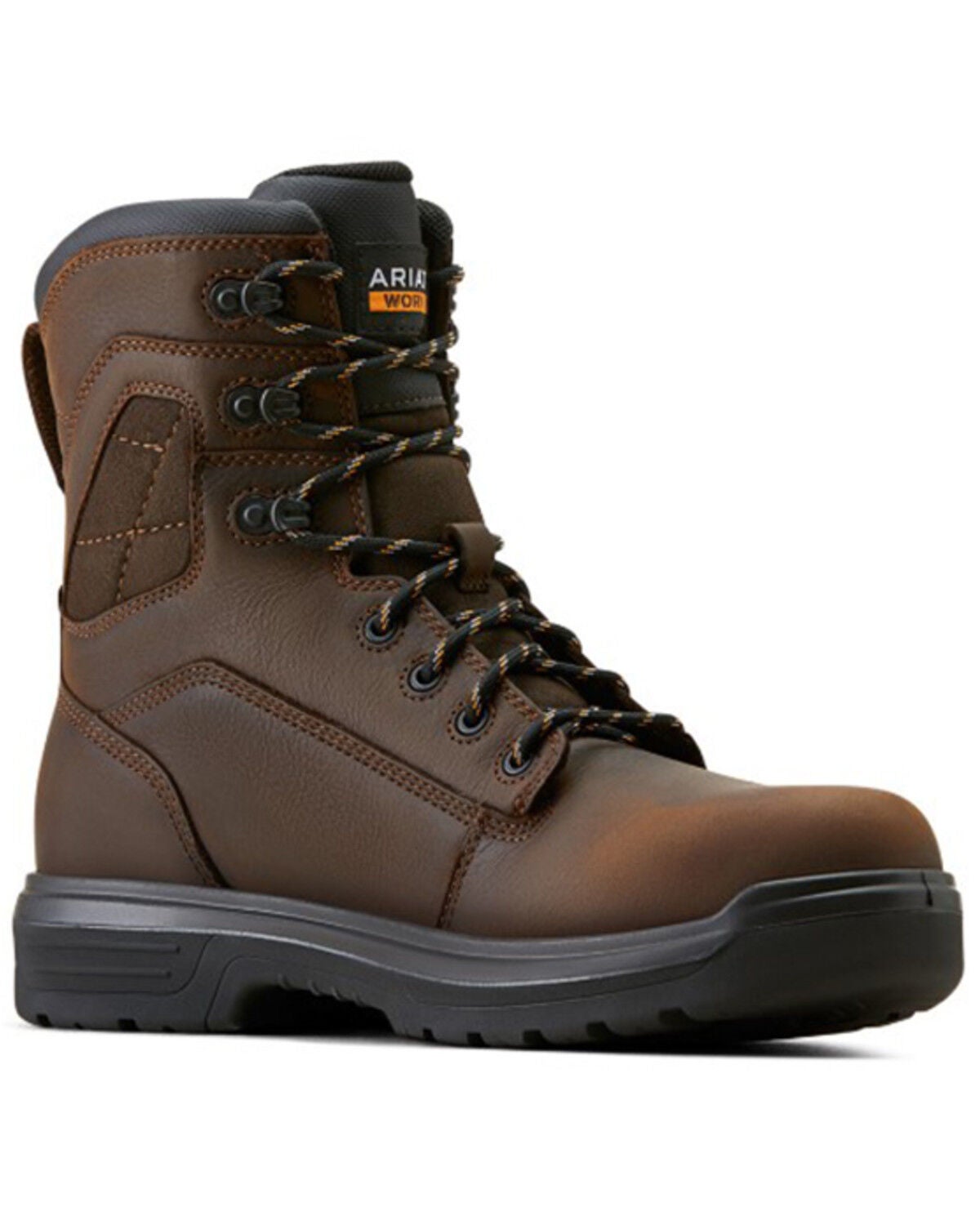 Ariat Men's 8" Turbo Waterproof Work Boots - Carbon Toe, Dark Brown, hi-res