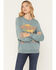 Image #1 - Wrangler Women's Desert Graphic Crew Neck Sweatshirt, Teal, hi-res