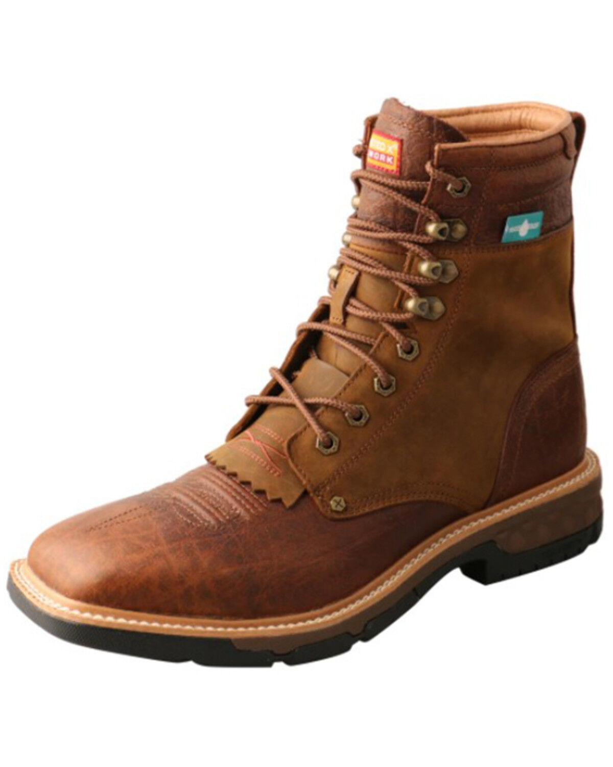 Image #1 - Twisted X Men's Cellstretch 8" Lacer Waterproof Leather Work Boots - Broad Square Toe, Brown, hi-res