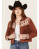 Image #1 - Shyanne Women's Embroidered Fringe Suede Jacket, Lt Brown, hi-res