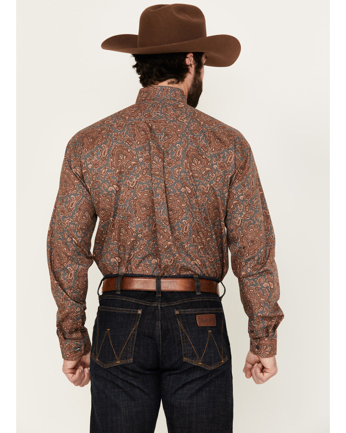 Image #4 - Stetson Men's Paisley Print Long Sleeve Button-Down Western Shirt, Lt Brown, hi-res