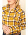 Wrangler Retro Women's Mustard Boyfriend Flannel Shirt, Dark Yellow, hi-res
