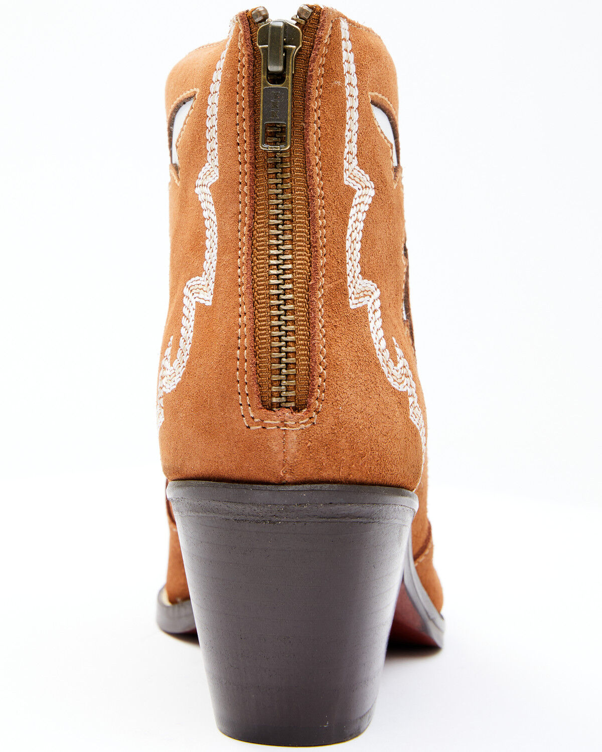 Image #5 - Dan Post Women's Embroidered Inlay Suede Fashion Booties - Snip Toe, Tan, hi-res