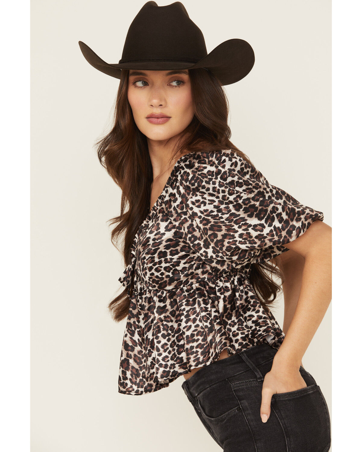 Image #2 - Originality Women's Leopard Print Short Sleeve Top, Multi, hi-res