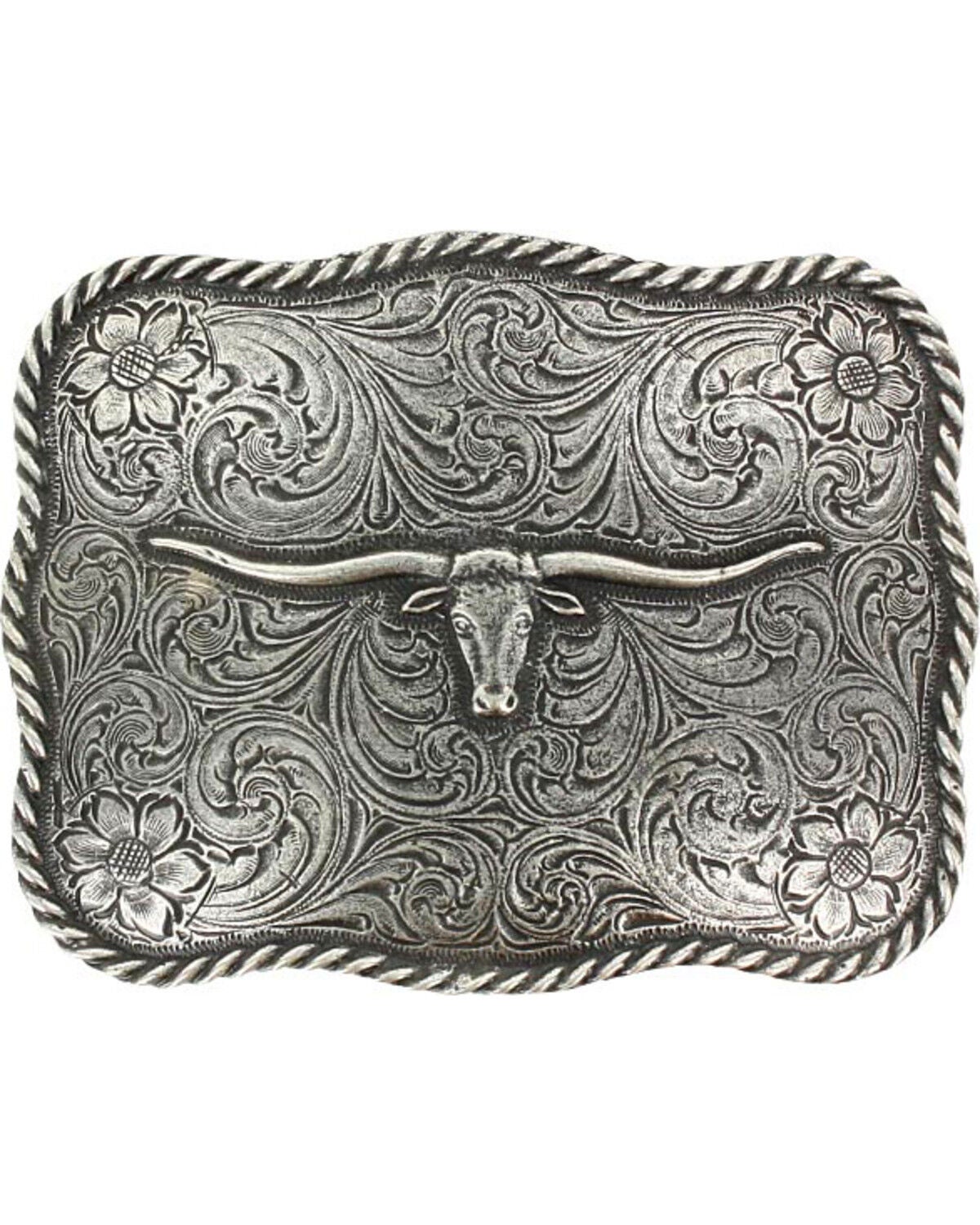 Cody James Texas Longhorn Belt Buckle, Silver, hi-res