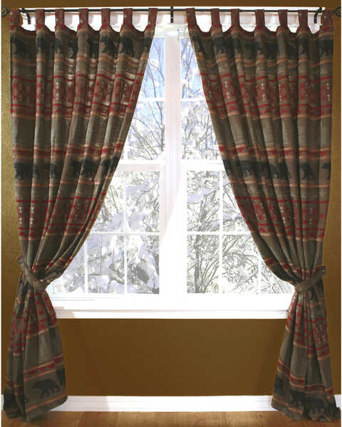 Image #1 - Carstens Bear Country Curtains, Red, hi-res