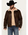 Image #1 - Moonshine Spirit Men's Sherpa Lined Faux Leather Jacket, Dark Brown, hi-res