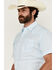 Image #2 - Rodeo Clothing Men's Tonal Satin Striped Short Sleeve Pearl Snap Western Shirt, Blue, hi-res
