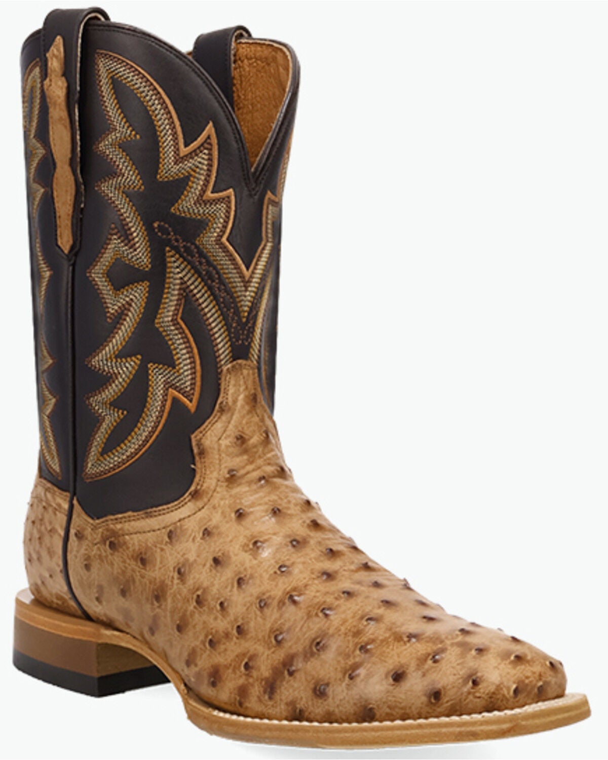Dan Post Men's Livingston Exotic Ostrich Western Boots - Broad Square Toe, Tan, hi-res
