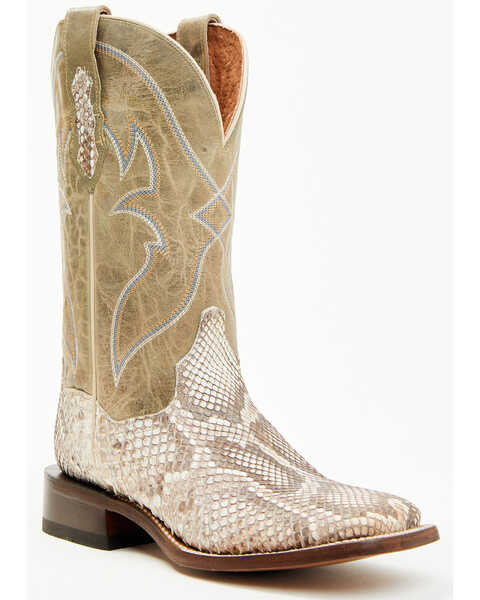 Dan Post Women's Boot Barn Exclusive Exotic Python Western Boots - Broad Square Toe , Natural, hi-res