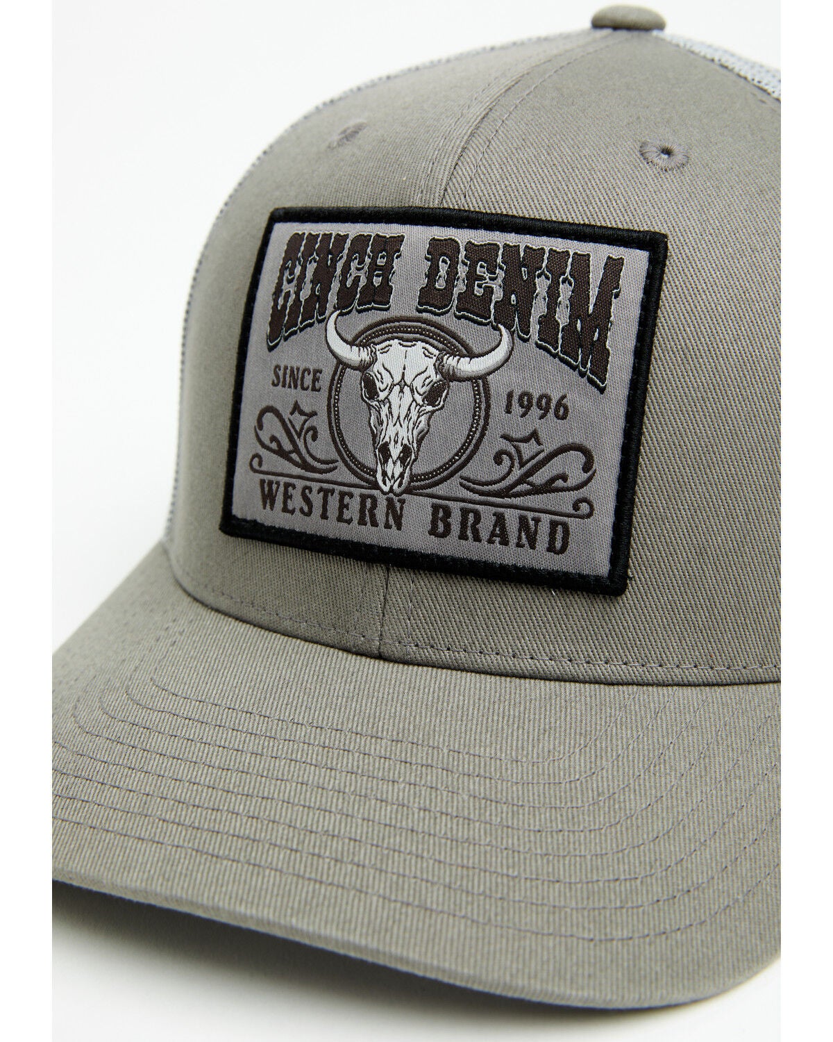 Image #2 - Cinch Men's FlexFit Logo Patch Ball Cap, Grey, hi-res