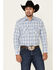 Image #1 - Wrangler Retro Men's Small Plaid Long Sleeve Western Shirt , Blue, hi-res