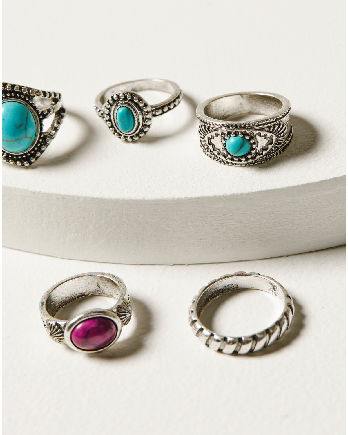 Image #3 - Idyllwind Women's Killean Silver & Turquoise 5-Piece Ring Set, Silver, hi-res