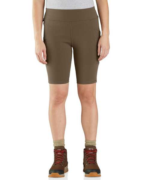 Carhartt Women's Force Fitted Lightweight Utility Work Shorts - Plus, Brown, hi-res
