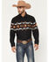 Image #1 - Panhandle Slim Men's Southwestern Border Long Sleeve Snap Western Shirt, Black, hi-res