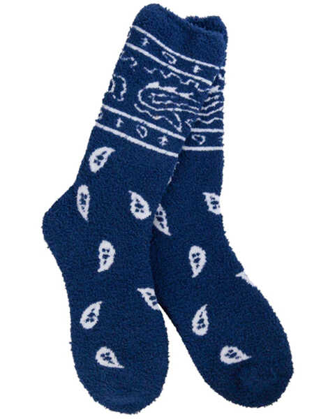 World's Softest Women's Cozy Bandana Socks, Navy, hi-res