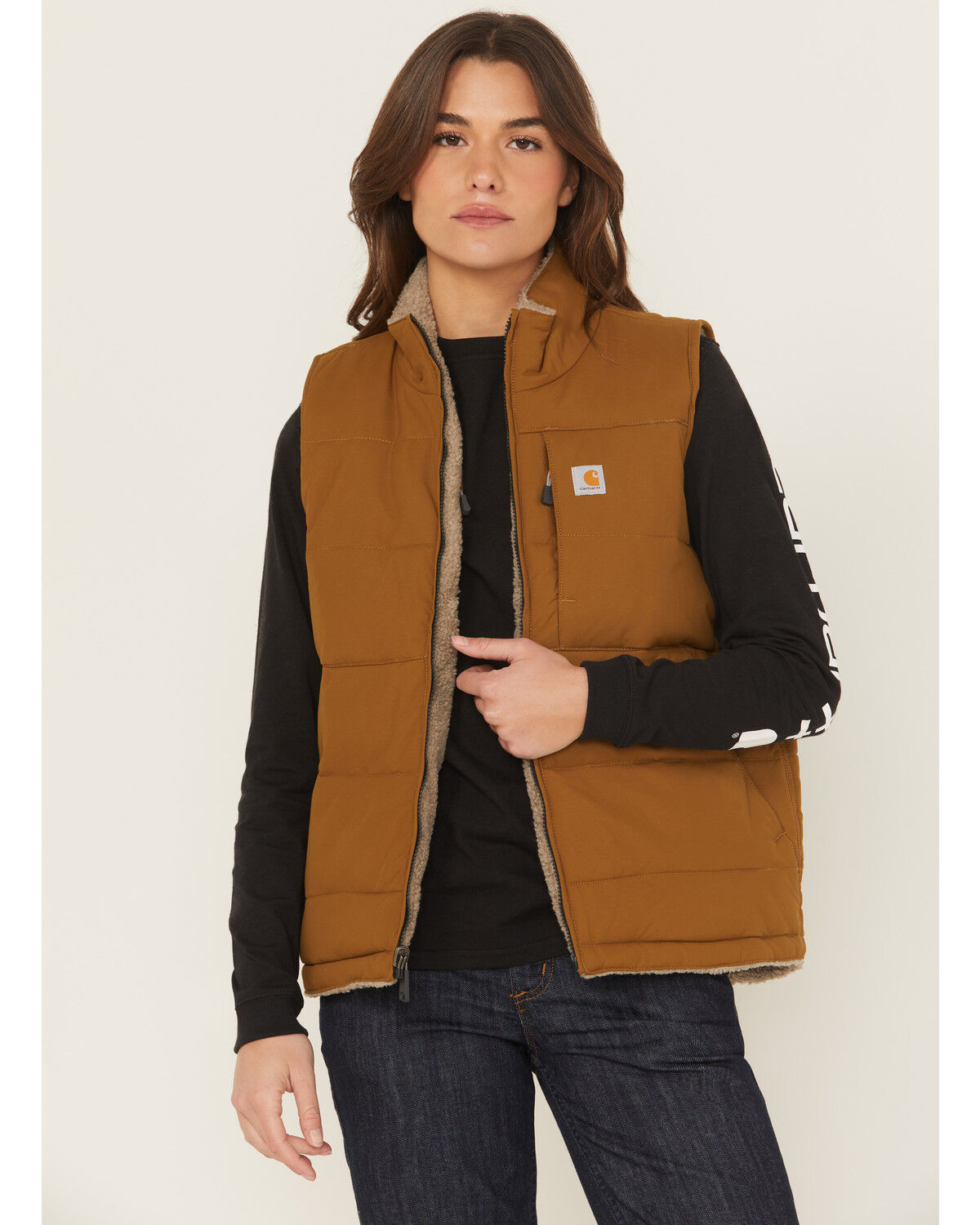Image #1 - Carhartt Women's Montana Relaxed Fit Insulated Vest, Brown, hi-res