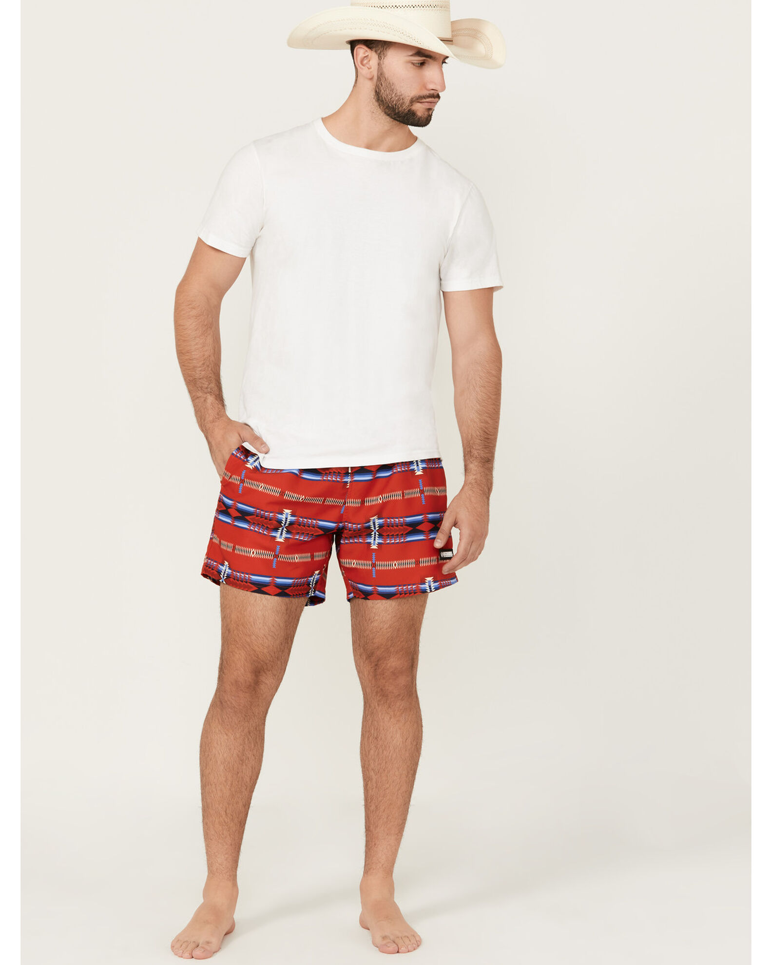 Rock Roll Denim Men s Southwestern Print Stretch Volley Shorts