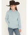 Image #1 - Shyanne Girls' Embellished Bootstitch Hoodie, Blue, hi-res