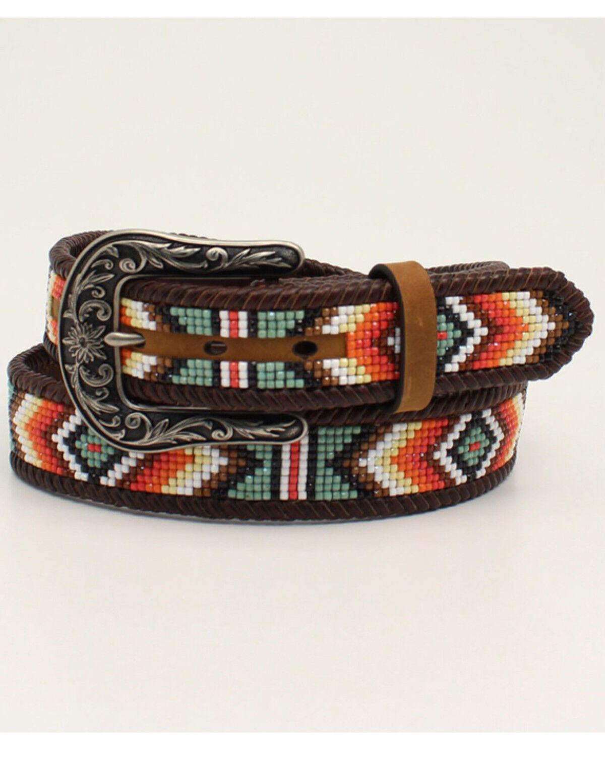 Image #1 - Nocona Women's Southwestern Beaded Western Belt, Tan, hi-res