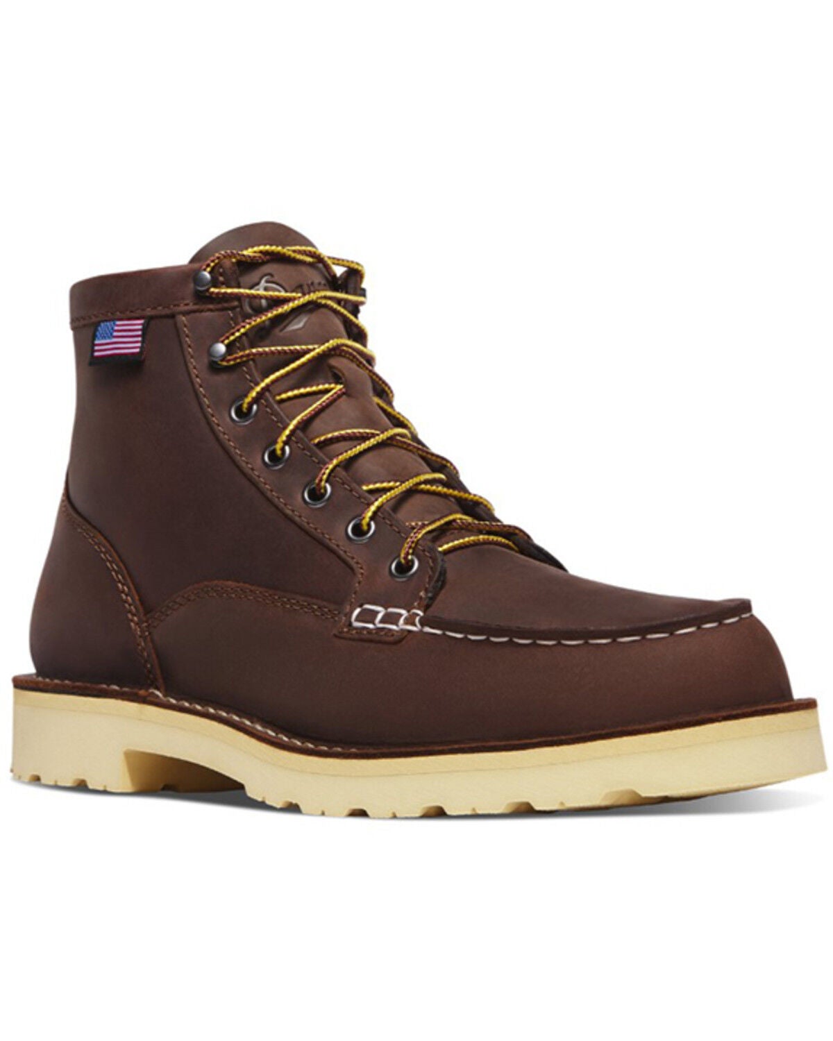 Danner Men's 6" Bull Run Lace-Up Work Boots - Soft Toe, Brown, hi-res