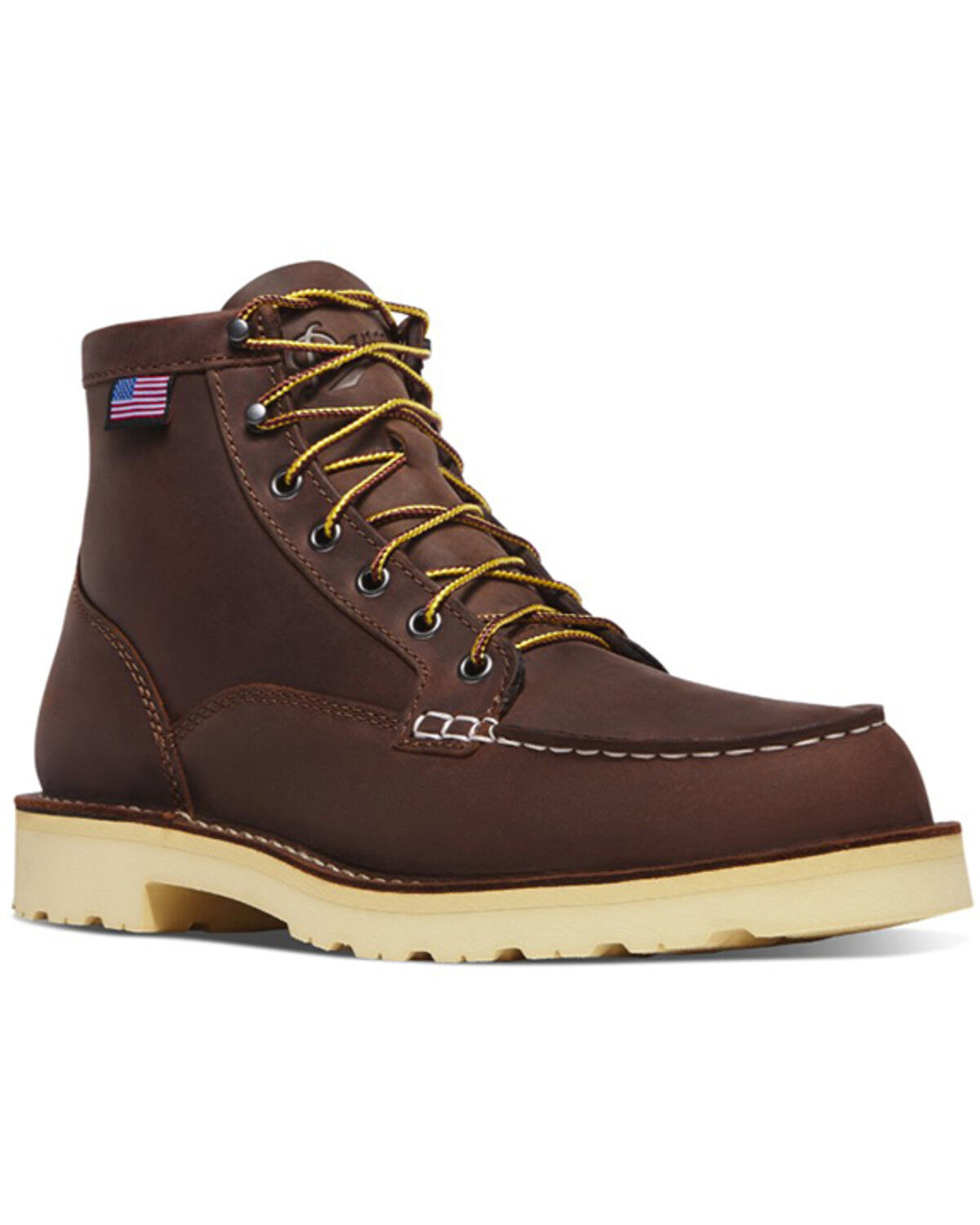 Image #1 - Danner Men's 6" Bull Run Lace-Up Work Boots - Soft Toe, Brown, hi-res
