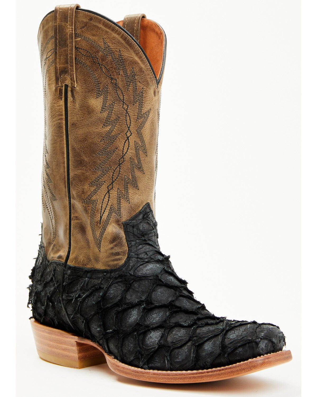 Cody James Men's Vaqueras Exotic Pirarucu Western Boots - Square Toe, Black, hi-res