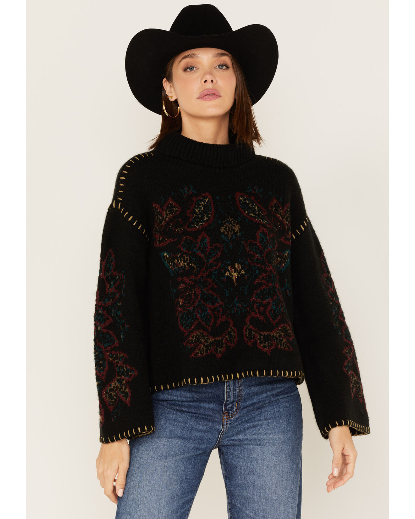 Shyanne Women s Paisley Knit Turtleneck Sweater