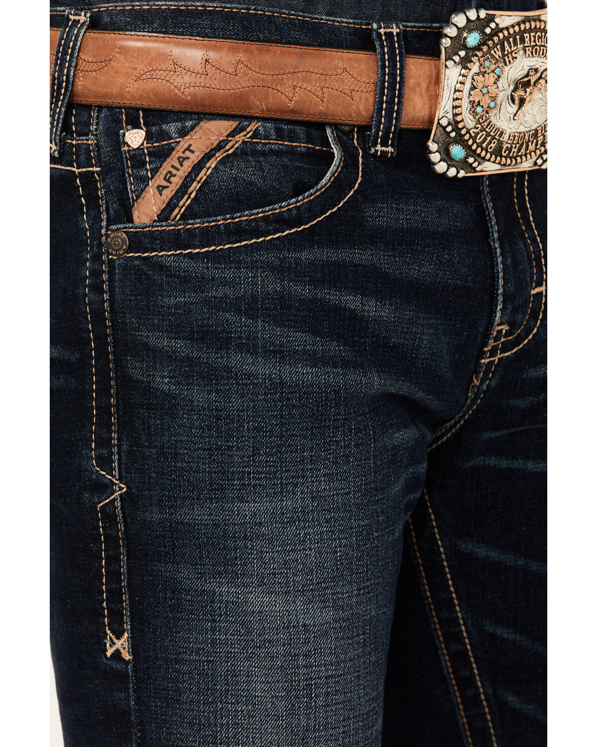 Image #2 - Ariat Men's M8 Dark Wash Modern Slim Stretch Denim Jeans, Dark Wash, hi-res