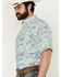 Image #2 - Ariat Men's Edwin Palm Tree Island Print Short Sleeve Button-Down Western Shirt, Blue, hi-res