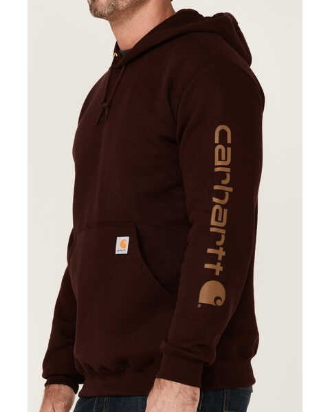 Image #3 - Carhartt Men's Loose Fit Midweight Logo Sleeve Graphic Hooded Sweatshirt, Wine, hi-res
