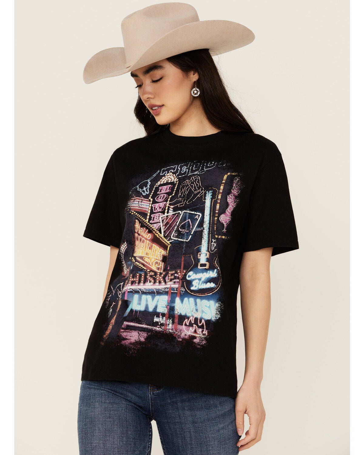 Idyllwind Women's Howdy Darlin Short Sleeve Boyfriend Graphic Tee, Black, hi-res