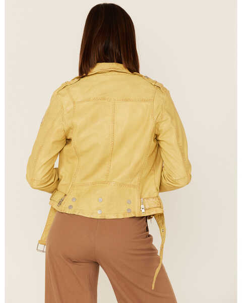 Image #4 - Mauritius Leather Women's Wild Moto Leather Jacket, Yellow, hi-res
